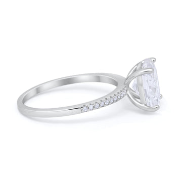 Oval Art Deco Wedding Engagement Bridal Ring Round Simulated CZ 925 Sterling Silver
